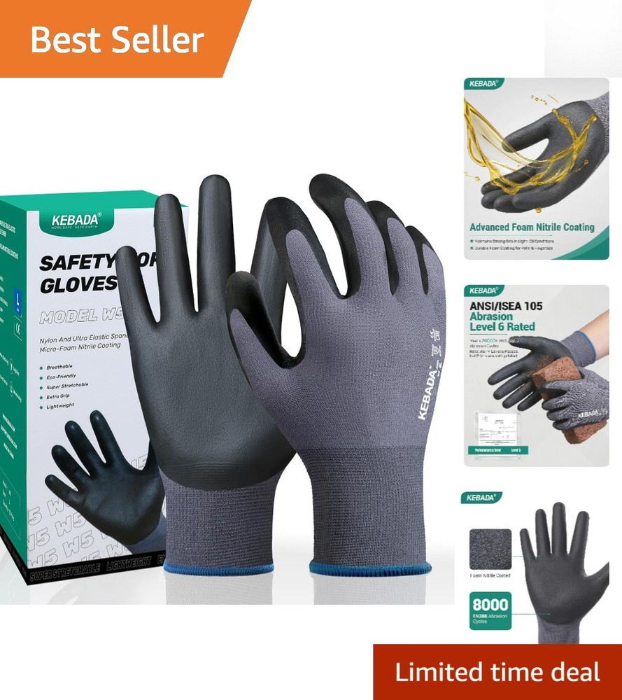 Lightweight 12-Pair Foam Nitrile Coated Work Gloves – Superior Comfortable Grip