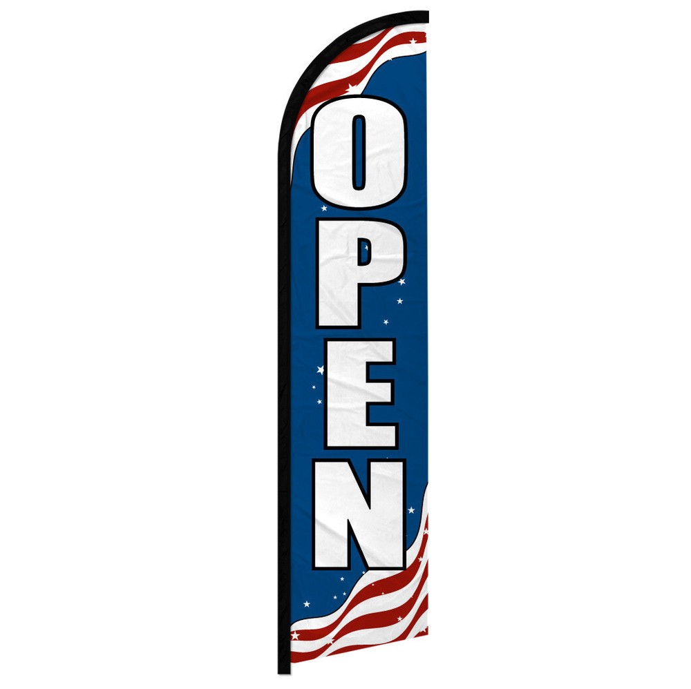 Open Windless Advertising Swooper Flag Open Welcome Sign Patriotic
