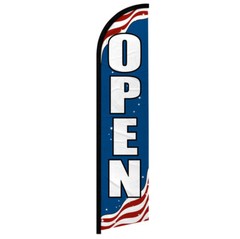Open Windless Advertising Swooper Flag Open Welcome Sign Patriotic