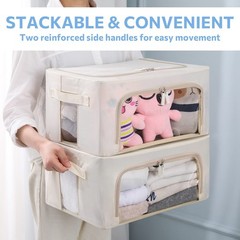 3Pack Frame Storage Box – Clothes Storage Bin Bags Oxford Fabric Foldable Sta…
