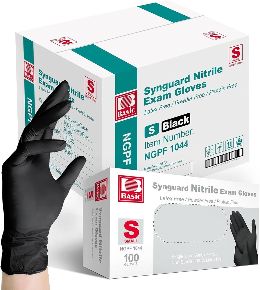 1000PCS Medical Black Nitrile Exam Gloves-Latex & Powder-Free,FDA 501K Available