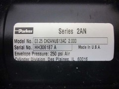 NEW Parker Series 2AN Pneumatic Cylinder CH2ANUS13AC 3.25 Bore 2.0 Stroke 250PSI