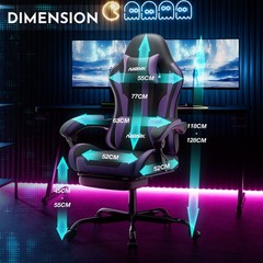 Computer Chair with Footrest and Lumbar Support Height Adjustable Gaming Chair