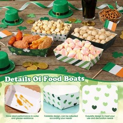 24 Pcs St Patrick’s Day Plates Food Trays Green Shamrock Bowl Disposable Iris…