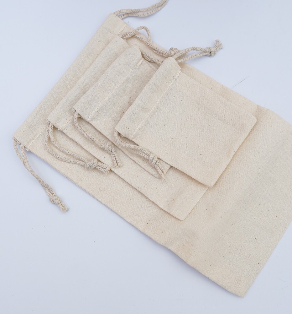 18 x 20 Inches 100% Cotton Reusable Storage Premium Double Drawstring Bags