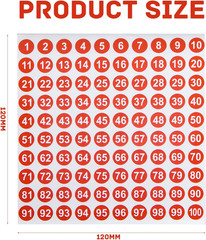 16 Sheets Small round Number Stickers Self Adhesive Labels for Office, Home