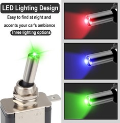 3 PCS LED Lighted Rocker Toggle Switch, 12V SPST 2Pin ON/Off Rocker Switch, 20A