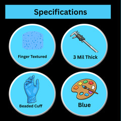 2000 Pcs, Blue Nitrile Powder-Free Disposable Gloves Small 3 MIL Finger-Textured