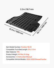 2022-2026 Nissan Frontier Truck Bed Mat TPE All Weather Cargo Liner