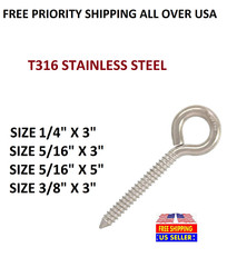 T316 Grade Stainless Steel Lag Screw Eye Bolt 1/4″x3″,5/16″x3″,5/16″x5″,3/8″x3″