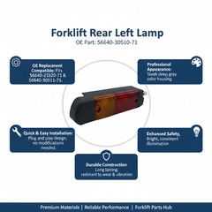 56640-30510-71 Forklift Left Rear Lamp Replacement Deep Gray Light OE Part