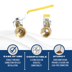 10 Pieces 3/4″ Pex Female Ball Valve, Pex B Crimp, Lead Free Brass, Full Port