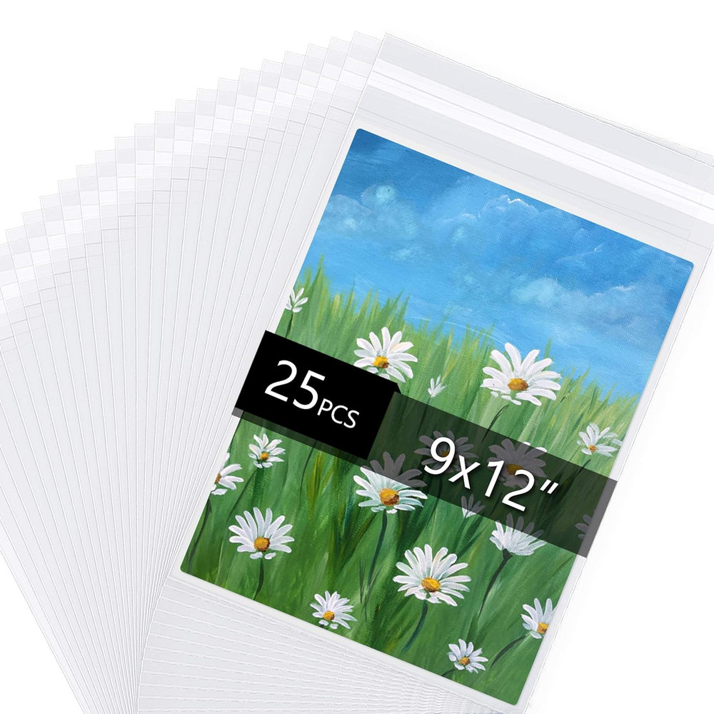 Acid Free 1.496Mil (Single Side) Crystal Sealed Clear Bags for 9X12 Art Prints,