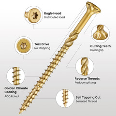 #10 X 4 in Multi-Purpose Wood Deck Screw for Interior and Exterior,Bugle Head,Go