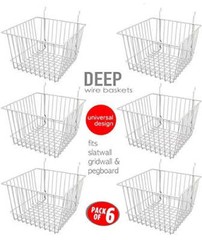 Deep Wire Storage Baskets For Gridwall and Slatwall Dimensions: 12″ x 12″ x 8″ D