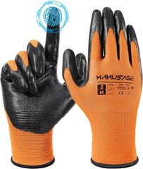 MANUSAGE Safety Work Gloves – Protective Glove for Men & Women Medium, Orange