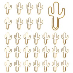 30Pcs Paper Clip, Cactus Shape Paper Clip Small Cute Bookmarks, Gold