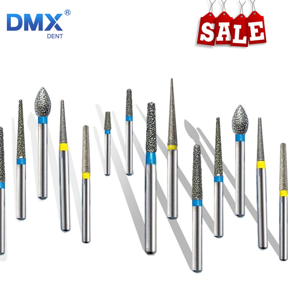 5 Pcs DMXDENT Dental Diamond Burs for High Speed Handpiece Friction Grip 1.6mm