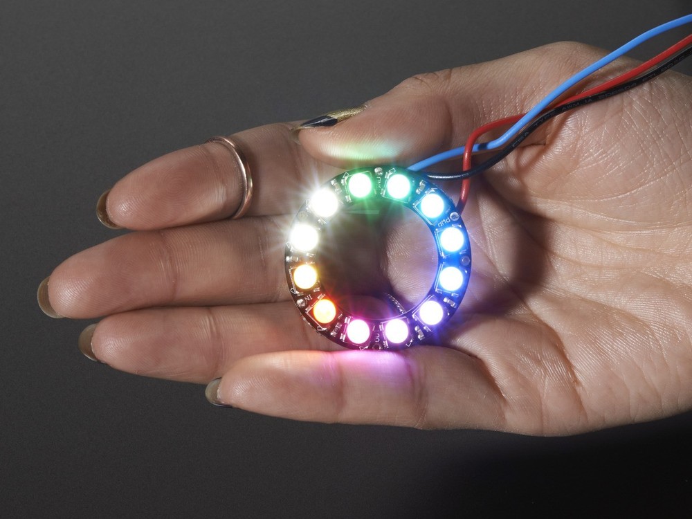 Adafruit NeoPixel Ring, 12 RGBW LEDs, Cool White ~6000K, 5050 SMD, 2853