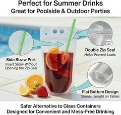 BPA-Free Resealable Beverage Pouches – 100 Count, Spill-Resistant and Reusable
