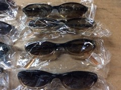 NEW ASSORTED BOX OF SUNGLASSES SUN GLASSES SET OF 13 GLASS COLORED SMALL LENS