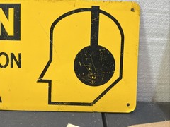 Vintage Metal Safety Sign Caution Ear Protection Required Industrial Garage