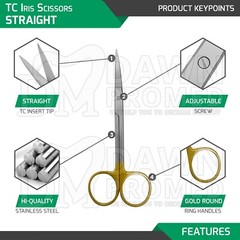 Premium German TC Iris Scissors 4.5″ Straight Surgical Dental Instruments