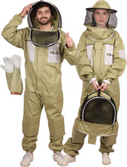 Ultra-Ventilated Polycotton Beekeeping Suit for Men & Women with Gloves & Two Be