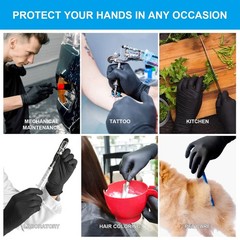 6 Mil Black Nitrile Gloves Disposable Heavy Duty Powder Free Latex Free S-2XL