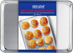 Commercial-Grade 18-Gauge Aluminum Sheet Pan/Bun Pan, Half Size, 13 X 18 X 1 Inc