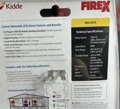 Kidde Firex 900-0076 Carbon Monoxide CO Alarm Detector Plug-in with Battery