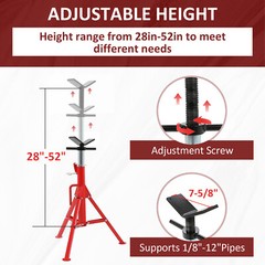 2500Lb Steel V-Head Pipe Stand Folding Tripod Pipe Jack Stand Height Pipe