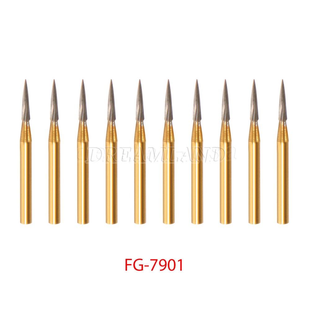 Dental Tungsten Carbide Gold Burs Trimming & Finishing & Polishing Flame FG7901
