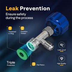 R1234yf Self Sealing Can Tap Valve w/ Tank Adapter for 1/4″ and 1/2″ AC Charging