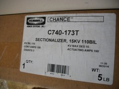 NEW HUBBELL CHANCE C740-173T CRS RESETTABLE SECTIONALIZER 15KV 110 BIL 1-PH 100A