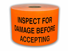 Large 3×5-inch Inspect for Damage Before Accepting Orange Labels Pack of 500