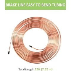 25 Ft. 3/16 OD Copper Nickel Brake Line Tubing Coil and Fitting Kit, 25 Ft of 3