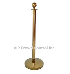 ROPE STANCHION, 5 PCS SET, CROWN TOP AND GOLD POLISH S.S. 12″ DOMED BASE