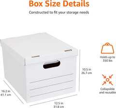 Storage/Filing Boxes with Lift-Off Lid, Letter/Legal Size, Collapsible, Tape-Fre
