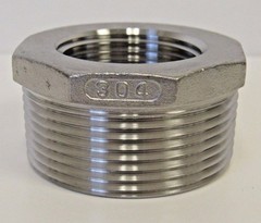 New 304 Stainless Steel 1-1/2” MNPT X 1” FNPT Reducing Bushing Class 150
