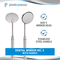 Dental Mirror #5 with Handle German Steel Autoclavable Dentist Examination Tool