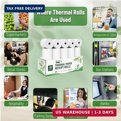 Mr. Pen- Thermal Paper Receipt Rolls, 10 Pack, 3-1/8″ (80mm) x 230 ft, 48 GSM Pr