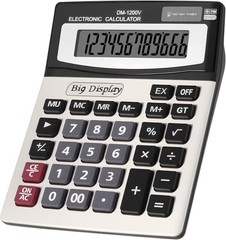 Desk Calculator, Extra Large 4in LCD Display, 12 Digits, Solar & Black