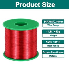 34 AWG Magnet Wire, 1 lb Magnetic Coil Wire, 155C(311F)