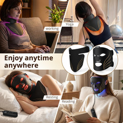 Aimilove LED Light Therapy Mask for Face & Neck,4 Modes Red Blue Black