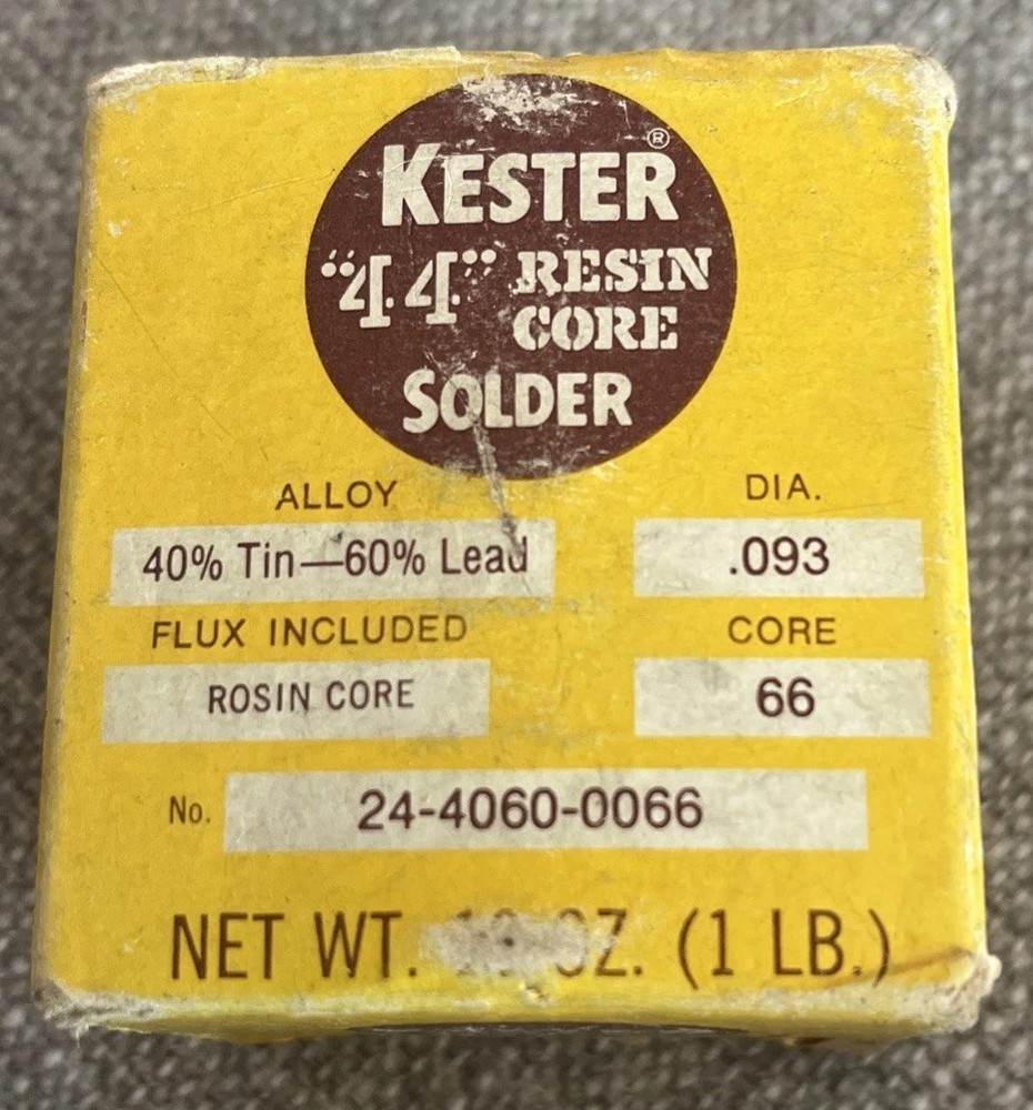 Kester 44 Rosin Core Solder Wire 60/40 .093 1 lb Spool NOS USA