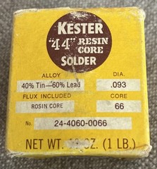 Kester 44 Rosin Core Solder Wire 60/40 .093 1 lb Spool NOS USA