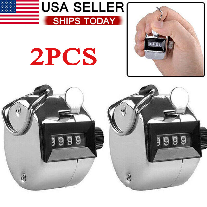 2PCS 4 Digit Number Dual Clicker Golf Hand Tally Counter Metal Handy Convenient