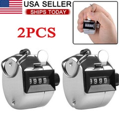 2PCS 4 Digit Number Dual Clicker Golf Hand Tally Counter Metal Handy Convenient