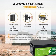 12V 300AH LiFePO4 Lithium Battery 15000+ Deep Cycle BMS for Solar RV Off-grid